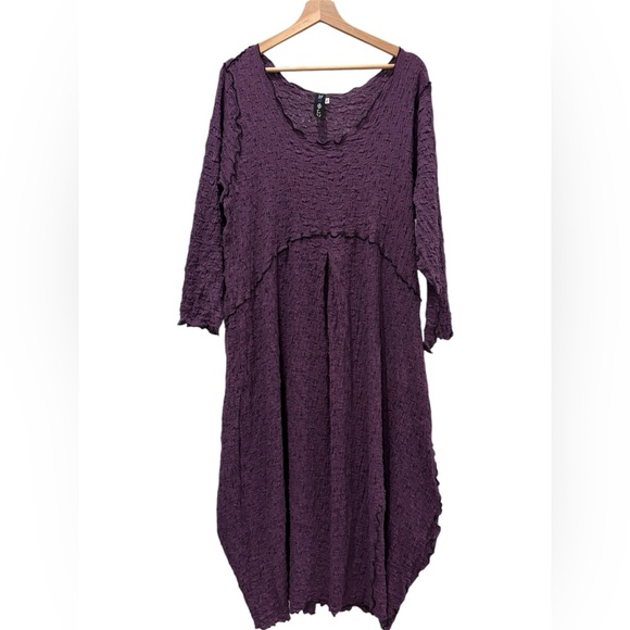 NoBlu Y2K Lagenlook Artwear Eggplant Purple Long-sleeve Maxi Dress Size XL - Picture 15 of 17